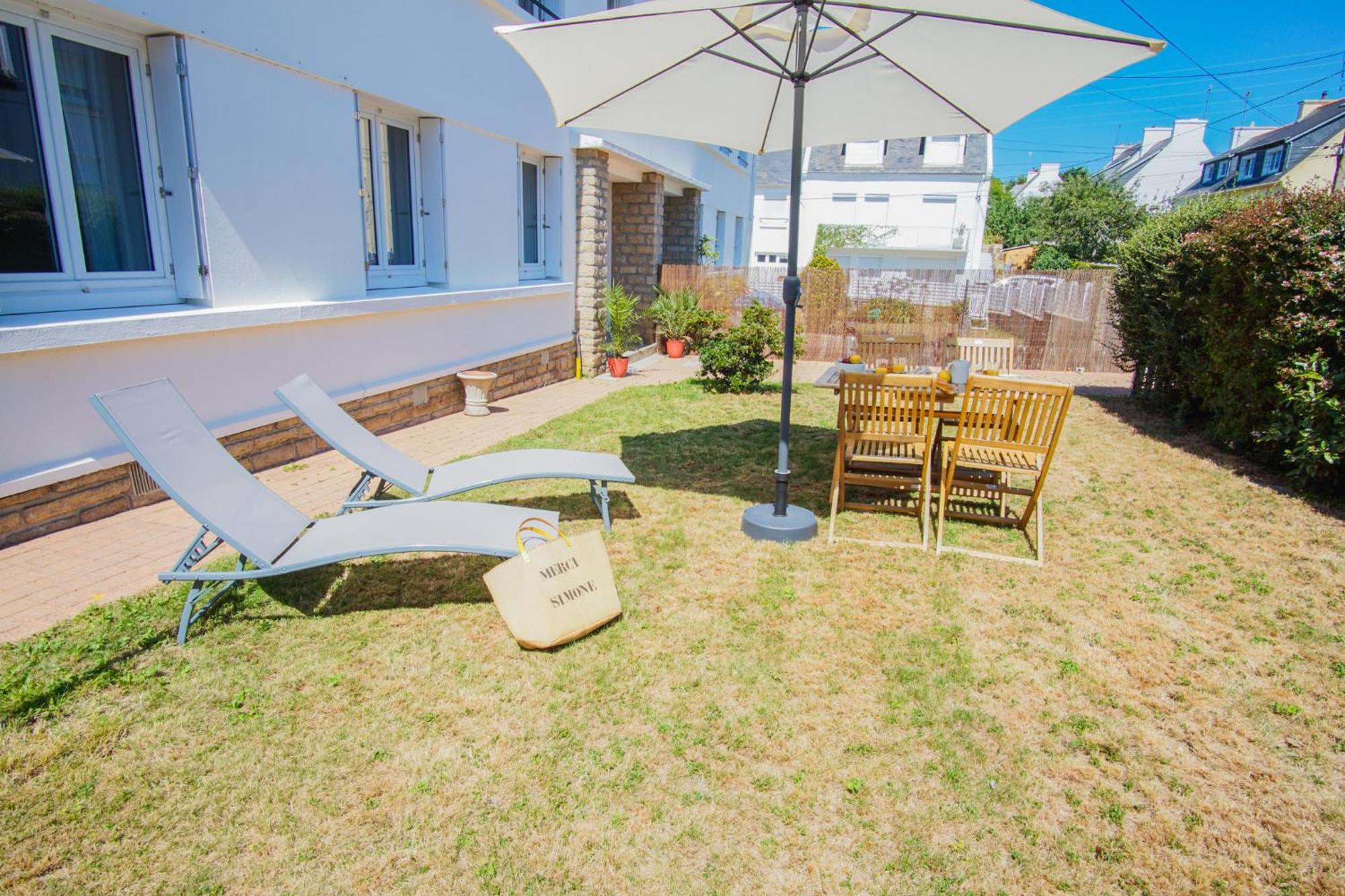 -Le Sentier- Elegant T3 Avec Jardin Proche Mer กงการ์โน ภายนอก รูปภาพ